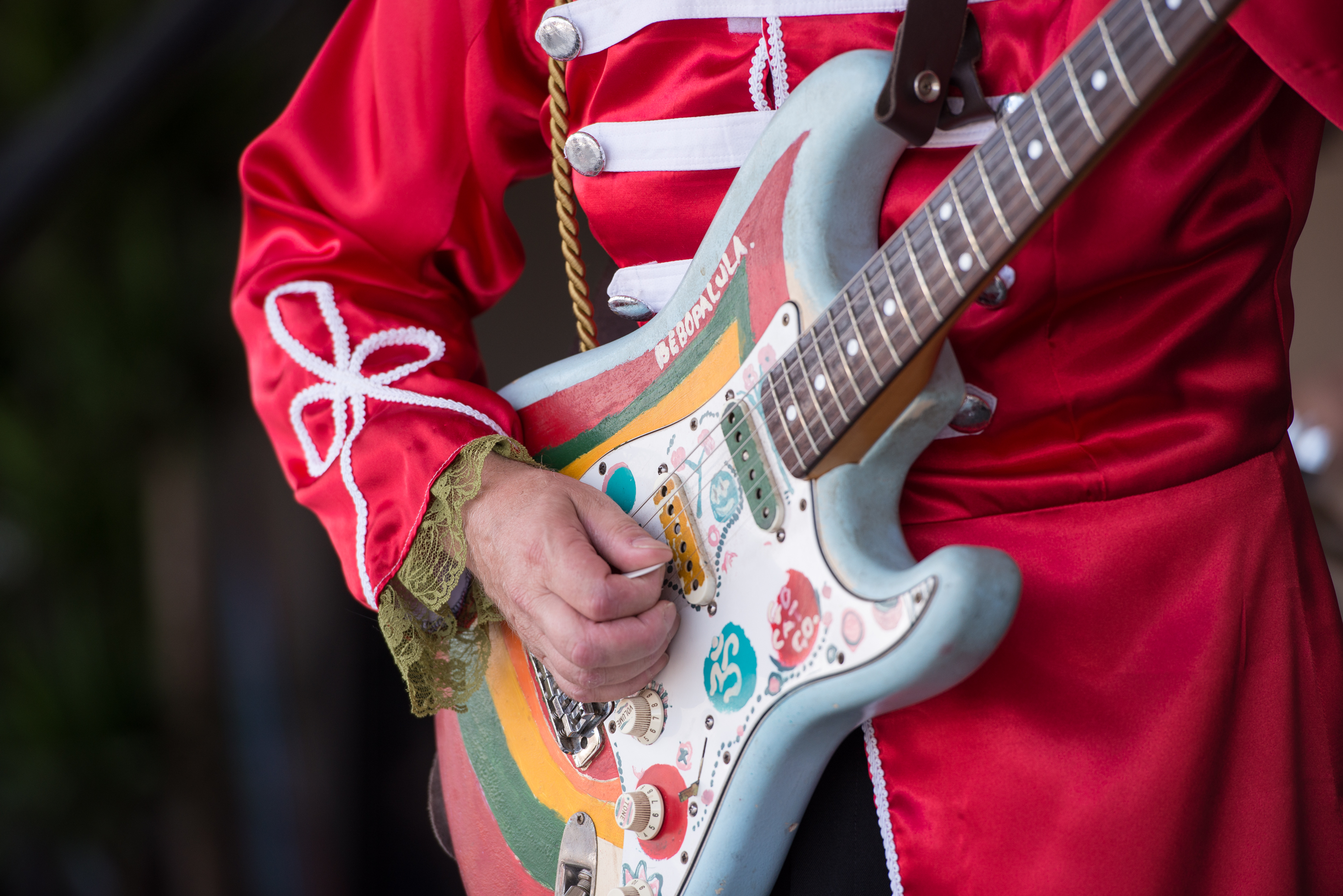 Replica of George Harrison's Rocky Stratocaster at the LBJ Presidential Library Beatles exhibition